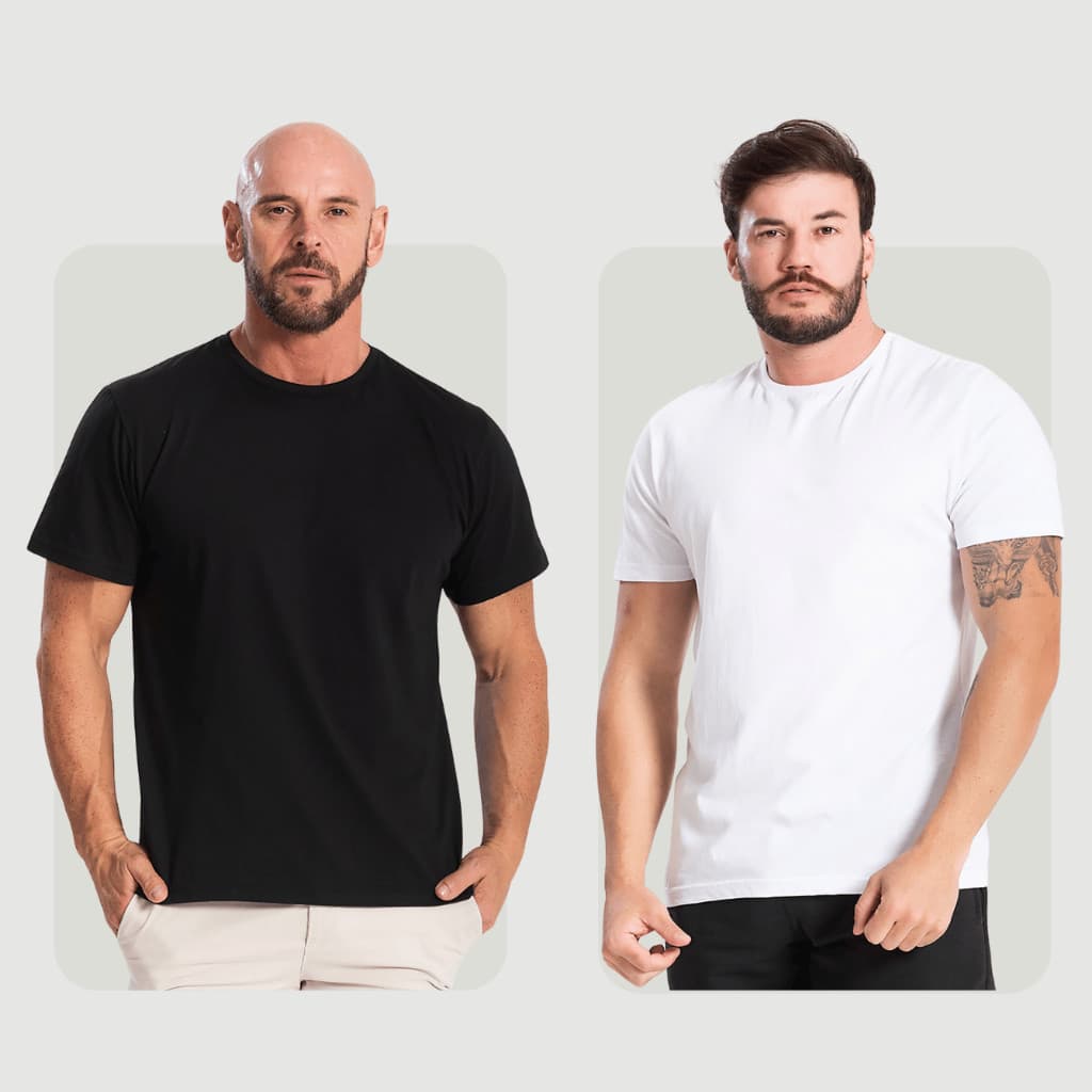 Kit 2 Camiseta Masculina Básica Algodão Manga Curta Slim