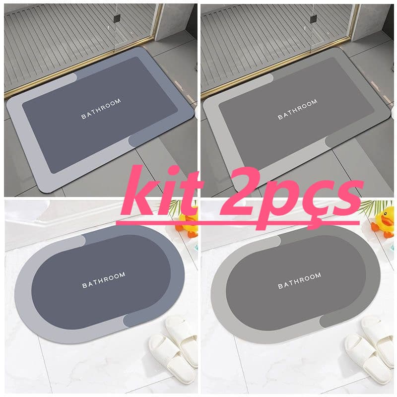 Kit 2pçs Tapete Para Banheiro De Secagem Rápida E Super Absorvente Para Chuveiro, Cozinha E Varanda