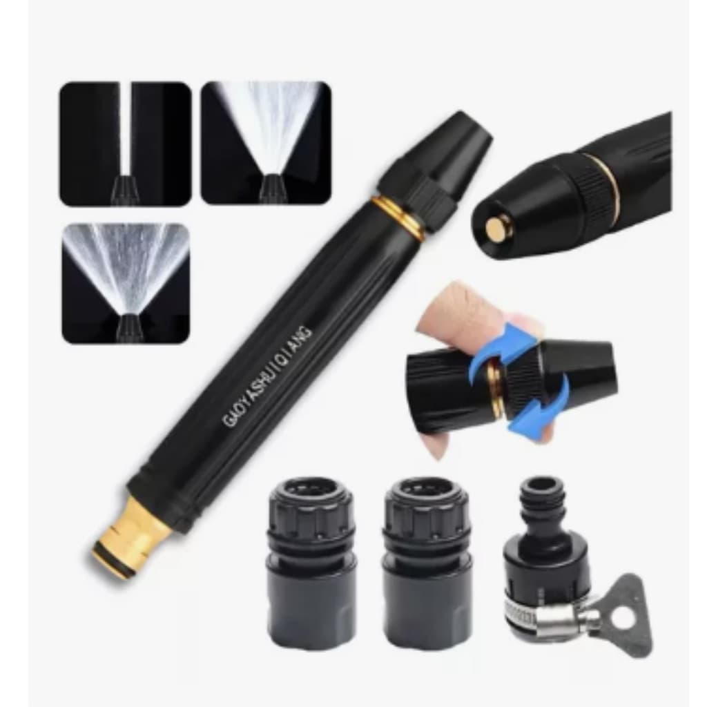 Kit 3 Em 1 Bico Alta Pressão Para Mangueira + Conector Top
