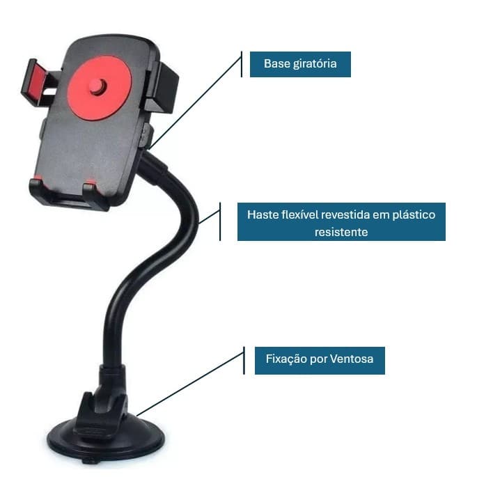 Suporte Veicular Para Celular Universal Car Mount 360º Ventosa