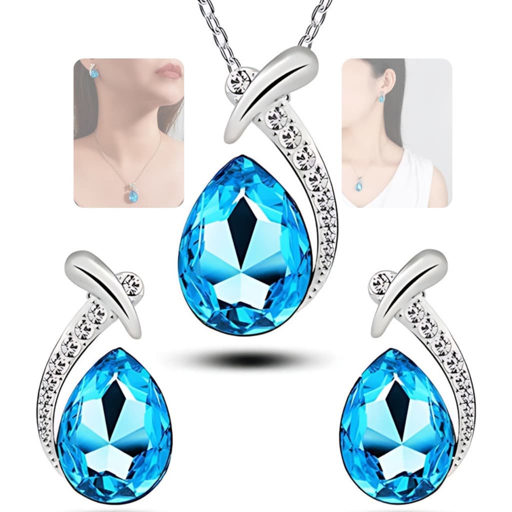 Colar Feminino Prata 925 Ponto Luz Zircônia Conjunto Brinco