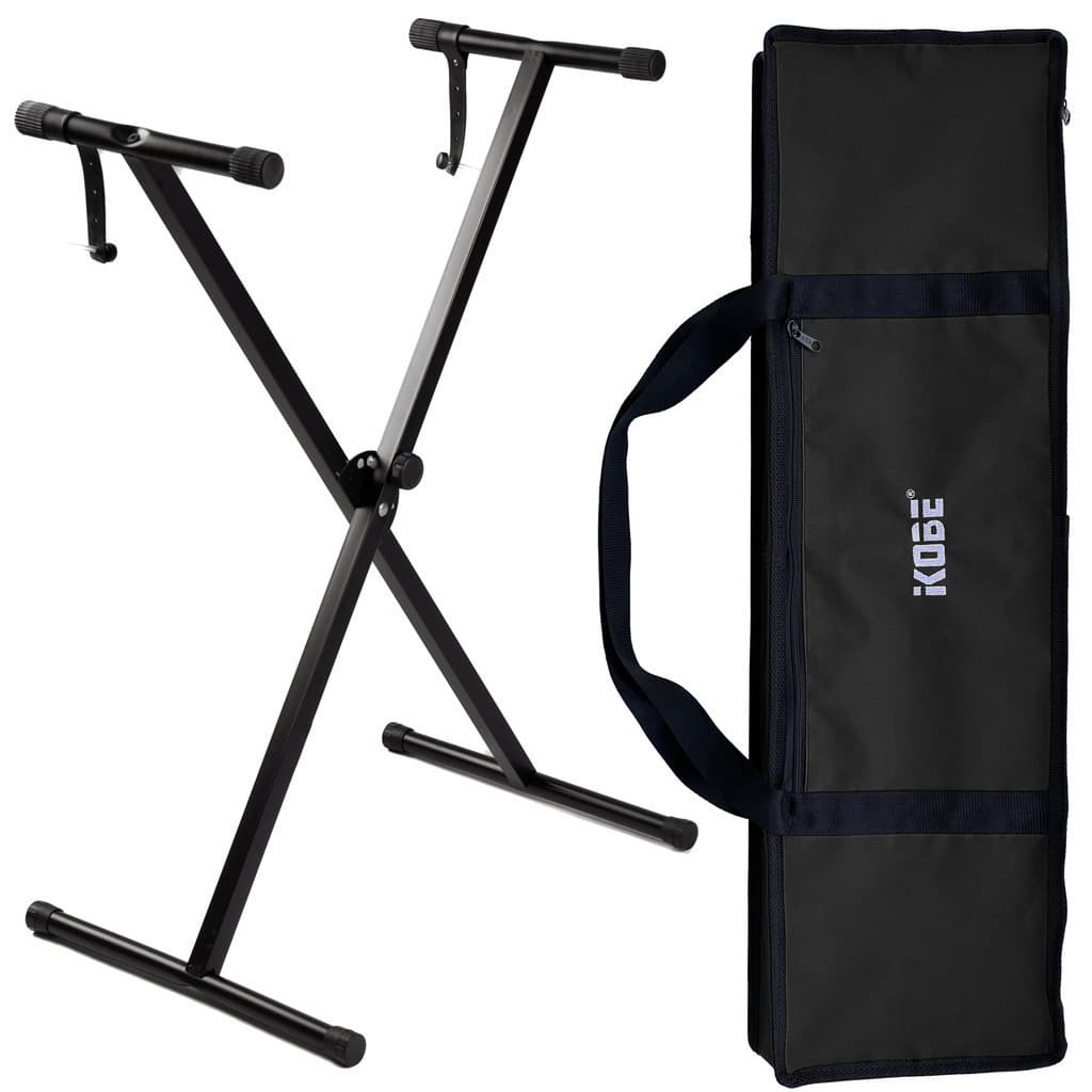 Suporte Para Teclados Musicais 5/8 61 Teclas + Capa De Transporte Kobe Preta