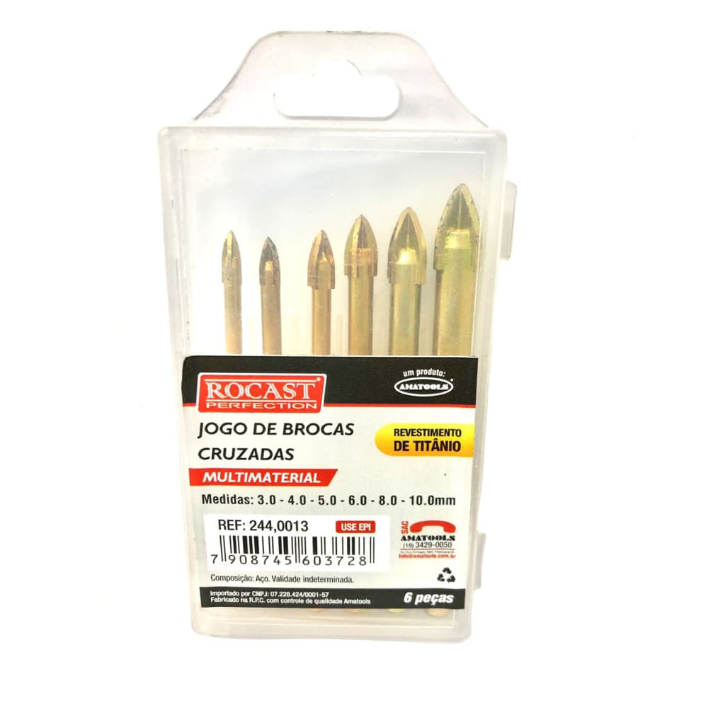 JOGO BROCA CRUZADA MULTIMATERIAIS 3.0 A 10.0 (6 PCS)