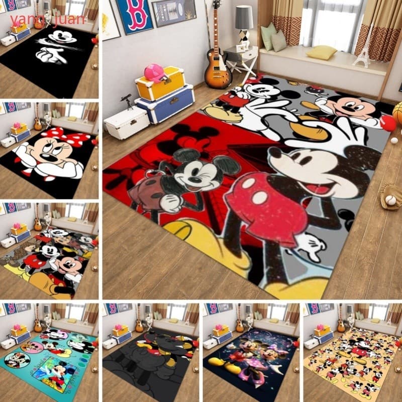 Tapete Disney Mickey Mouse Minnie Flannel Mat De Entrada De Desenhos Animados Antiderrapante Personalizável