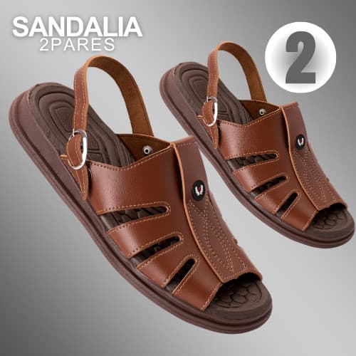 Kit 2 Pares de Sandalia Masculino de Couro Legitimo Ortopedica Anatomica Confortavel FRETE GRATIS