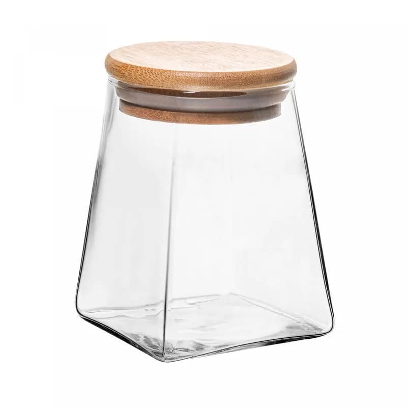 Porta Mantimentos de Vidro Borossilicato com Tampa de Bambu 500Ml