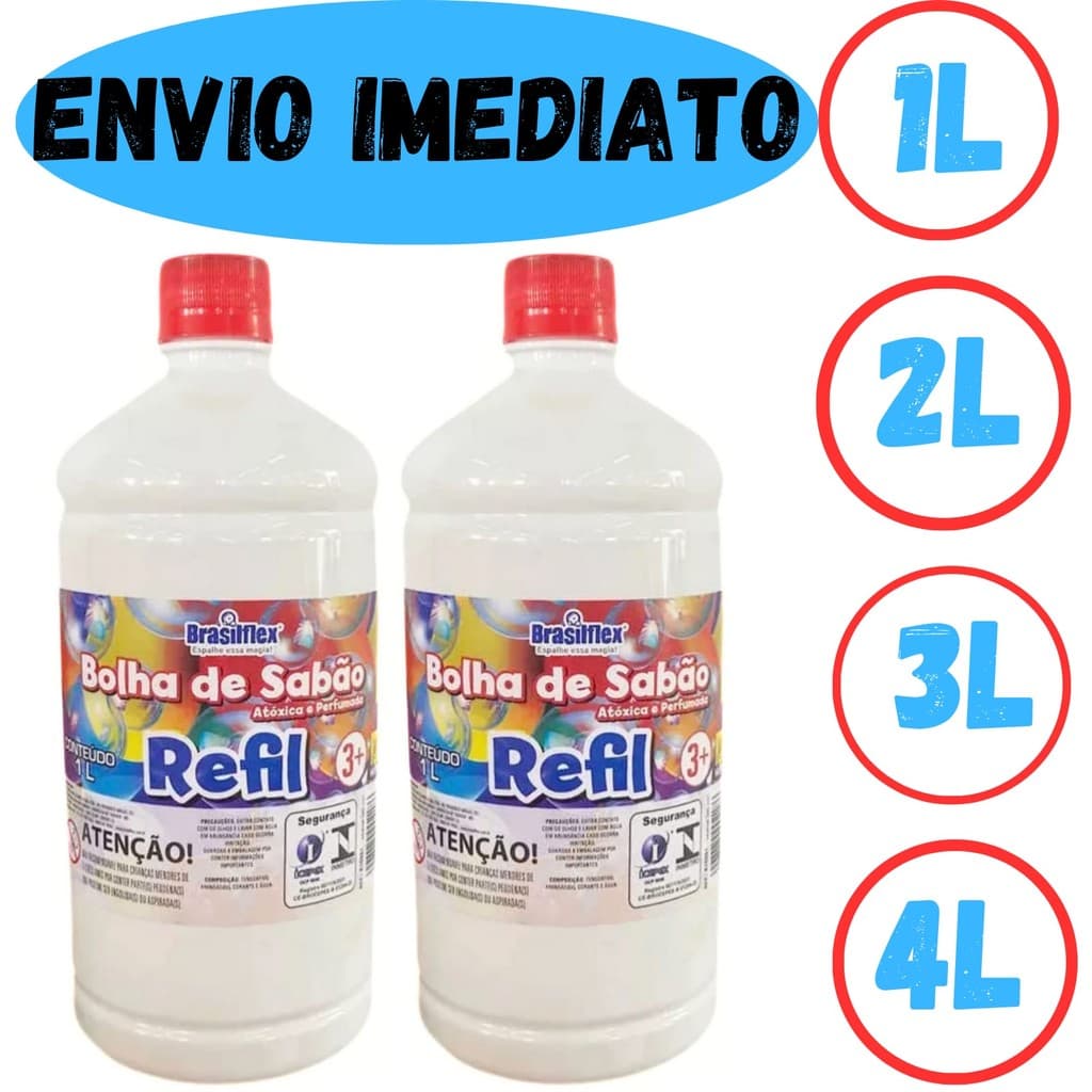 Refil Liquido  Fluído Para Arminha Máquina  De Bolhas Sabao  Bubble Brasilflex