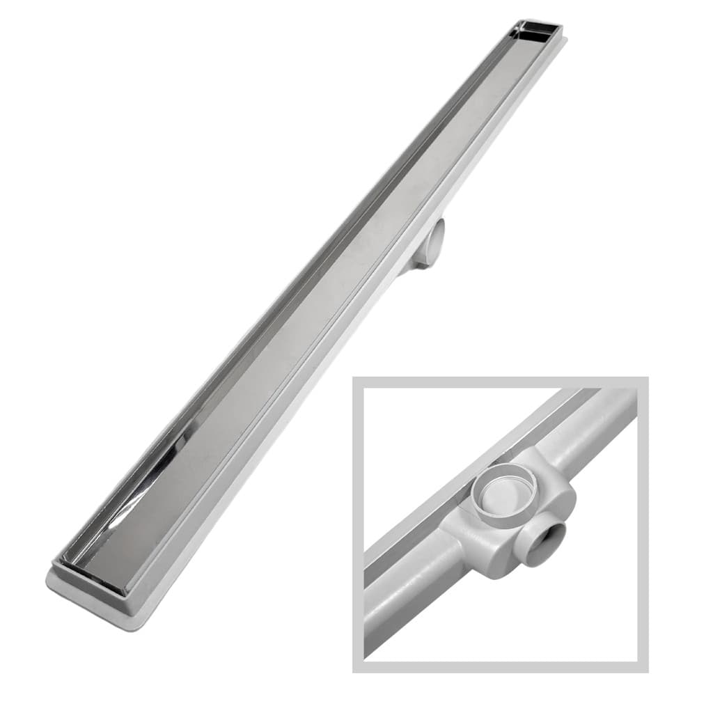 Ralo Linear 5x80 Banheiro Invisível Oculto Coletor Cinza Saídas 40mm com Tela (5cm x 80cm)