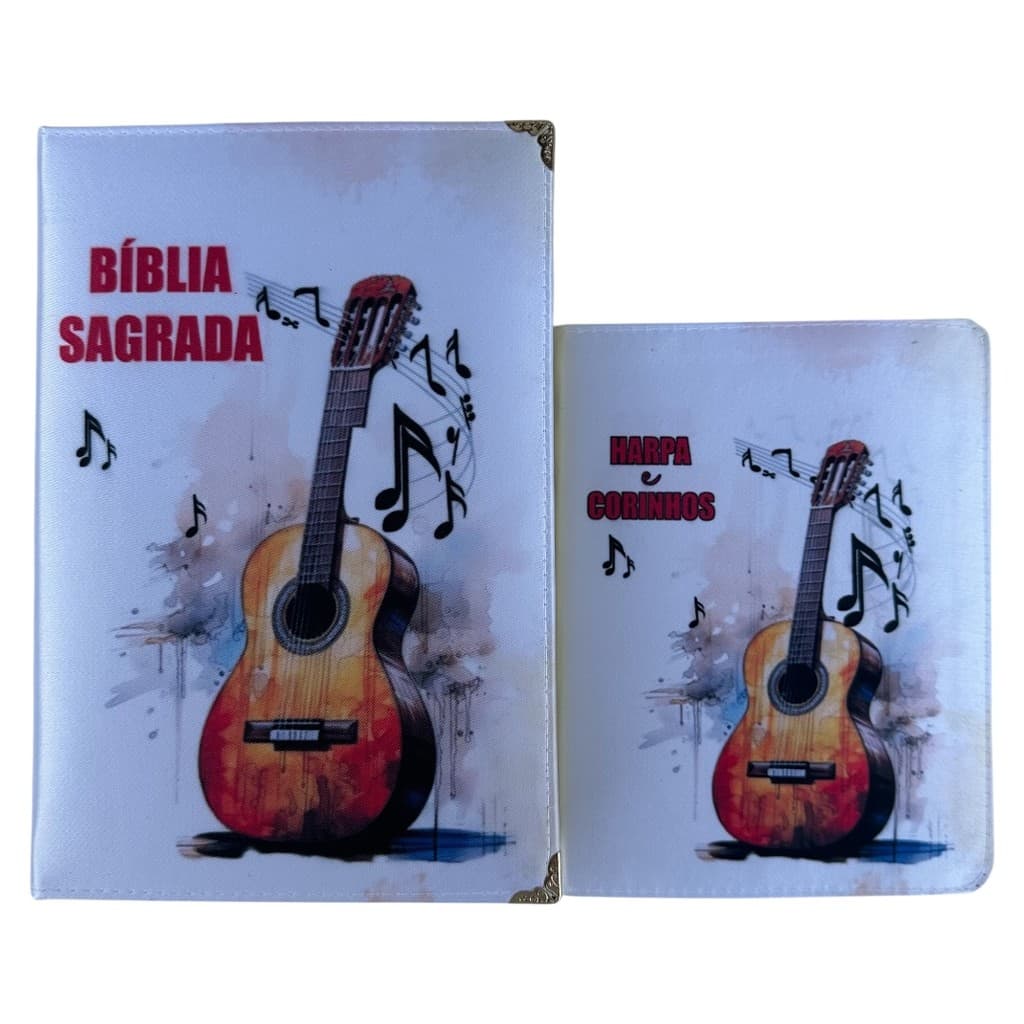 Kit Bíblia NAA Violão + Harpa Capa dura acolchoada com Indice