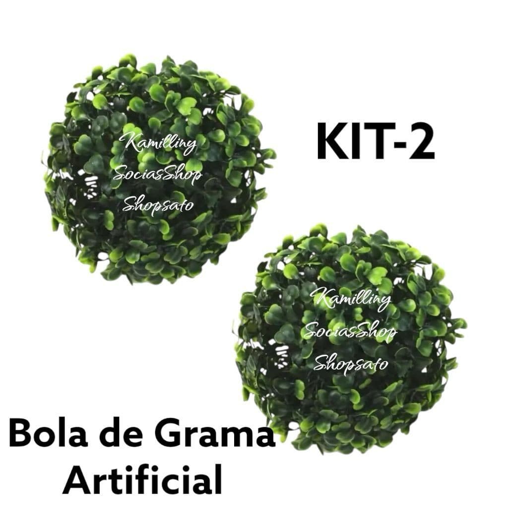 Kit-2 Bolinha De Grama Buchinho 13cm Bola Decoração Para Festas e Arranjo Artificiais Sintético Enfeite