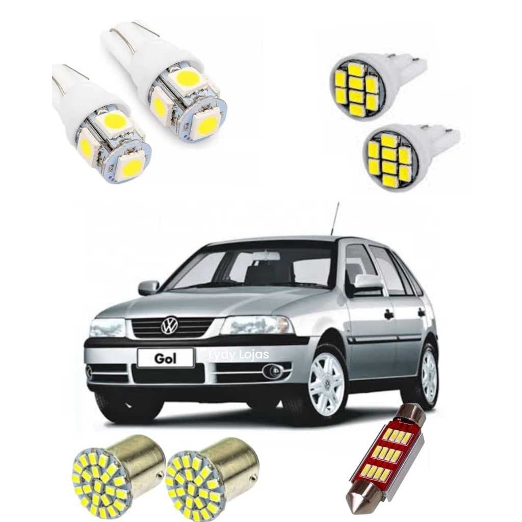Kit lampada led pingo 12v VW Gol G3 Super Branco Teto/PLaca/Ré
