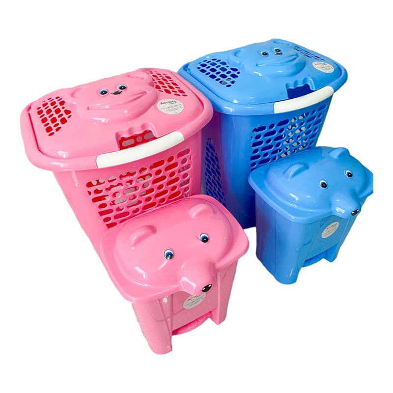 Kit Higiene Bebê Cesto Roupa infantil e Lixeira infantil