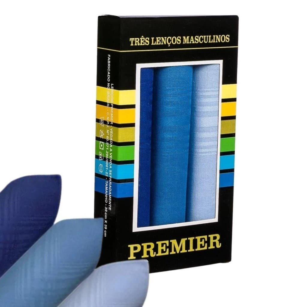 Caixa c/ 3 Lenço Algodão Puro Cores 39cm Premier