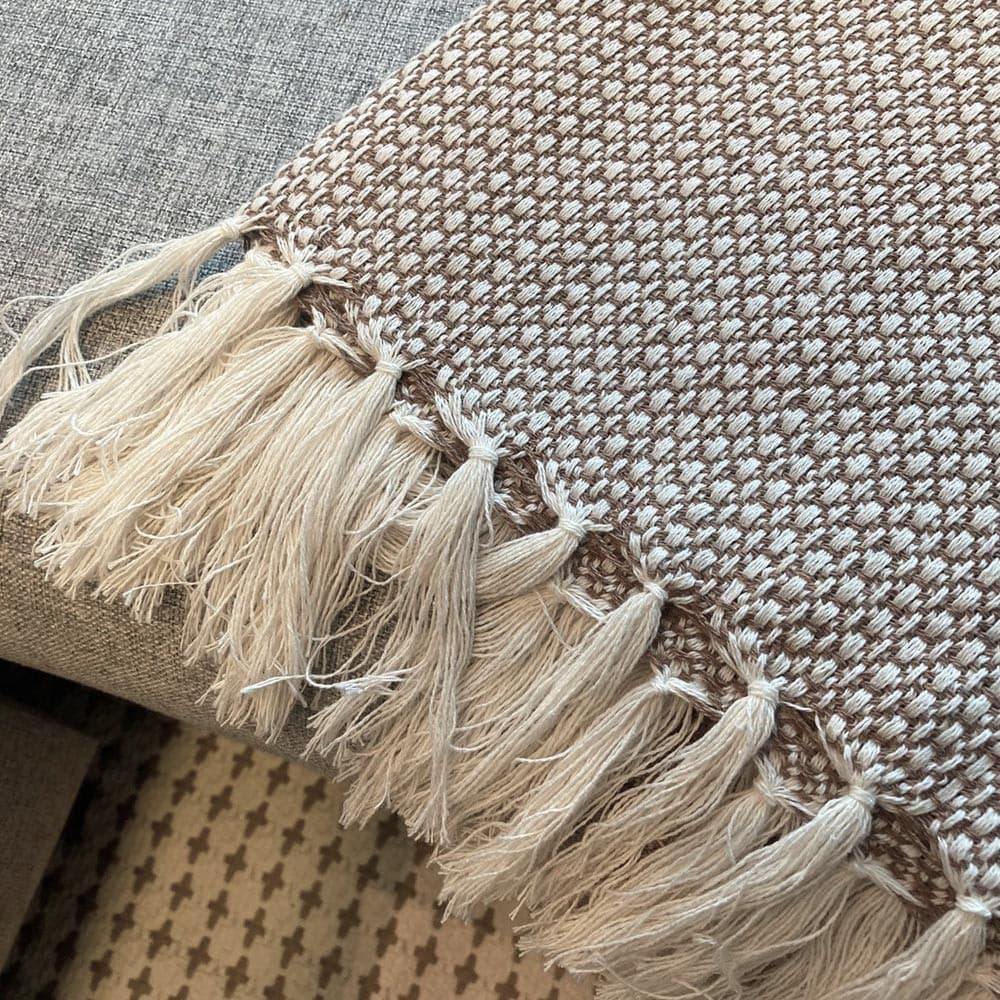 Manta Decorativa Para Sofá Boho Hebrom Marrom Claro