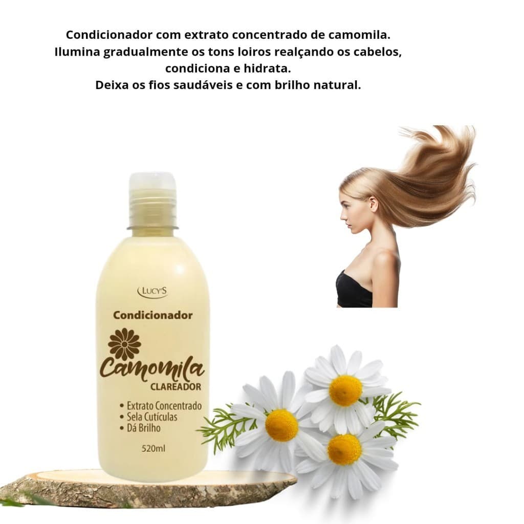 Condicionador Camomila Clareador Natural dos Cabelos Claros 520ml lucys