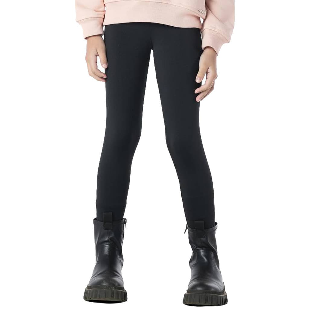 Calça Legging Infantil Menina Lisa Inverno Flanelada Preta