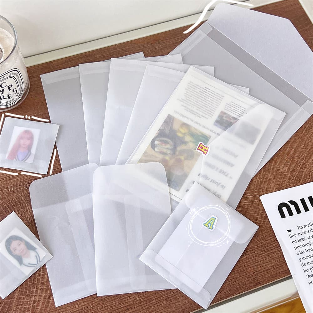 10pcs Ins Sulfate Envelope De Papel Translúcido Saco De Embalagem Armazenamento De Cartão Fotográfico