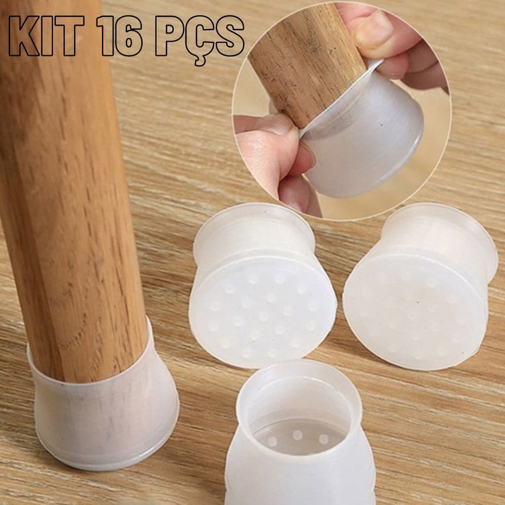 16 Protetor de Pé de Cadeiras Banquetas Apoios  Antiderente Silicone