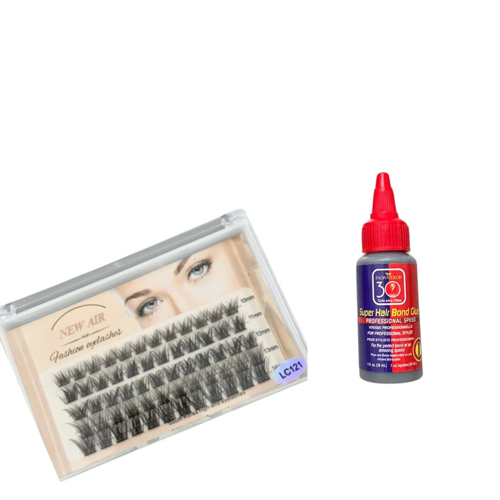 Kit Extensao Cilios Tufinho Base Quadrada Mix + Cola 30 Sec