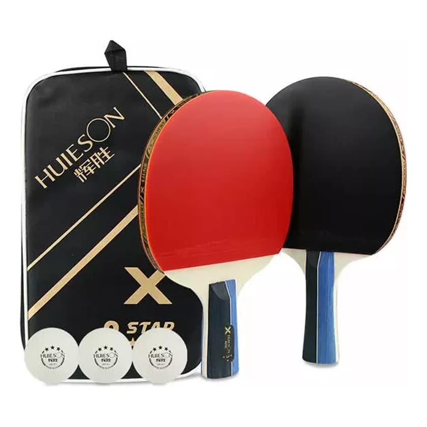 Kit 2x Raquetes 3 Estrelas Ping Pong Tenis Mesa Profissional + 3 Bolas + Capa de Proteção