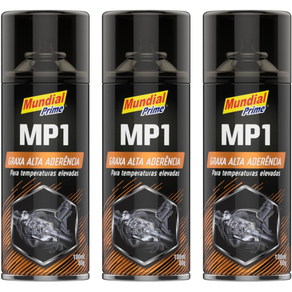 3 Graxa Alta Aderência Spray Resiste Água Temperatura Borrachas Roldana Correntes Vibrações Proteges