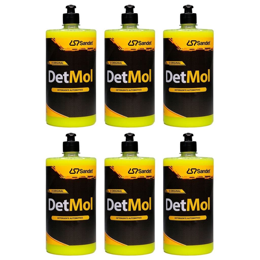 kit 6 Shampoo Lava Moto Detmol 1 Litro Sandet Limpeza Pesada