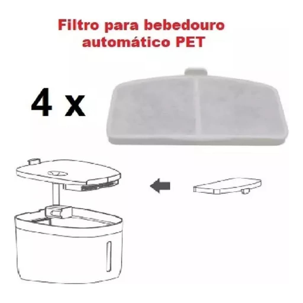 4 Kit Elemento De Filtro Dispensador De Água Para Filhotes