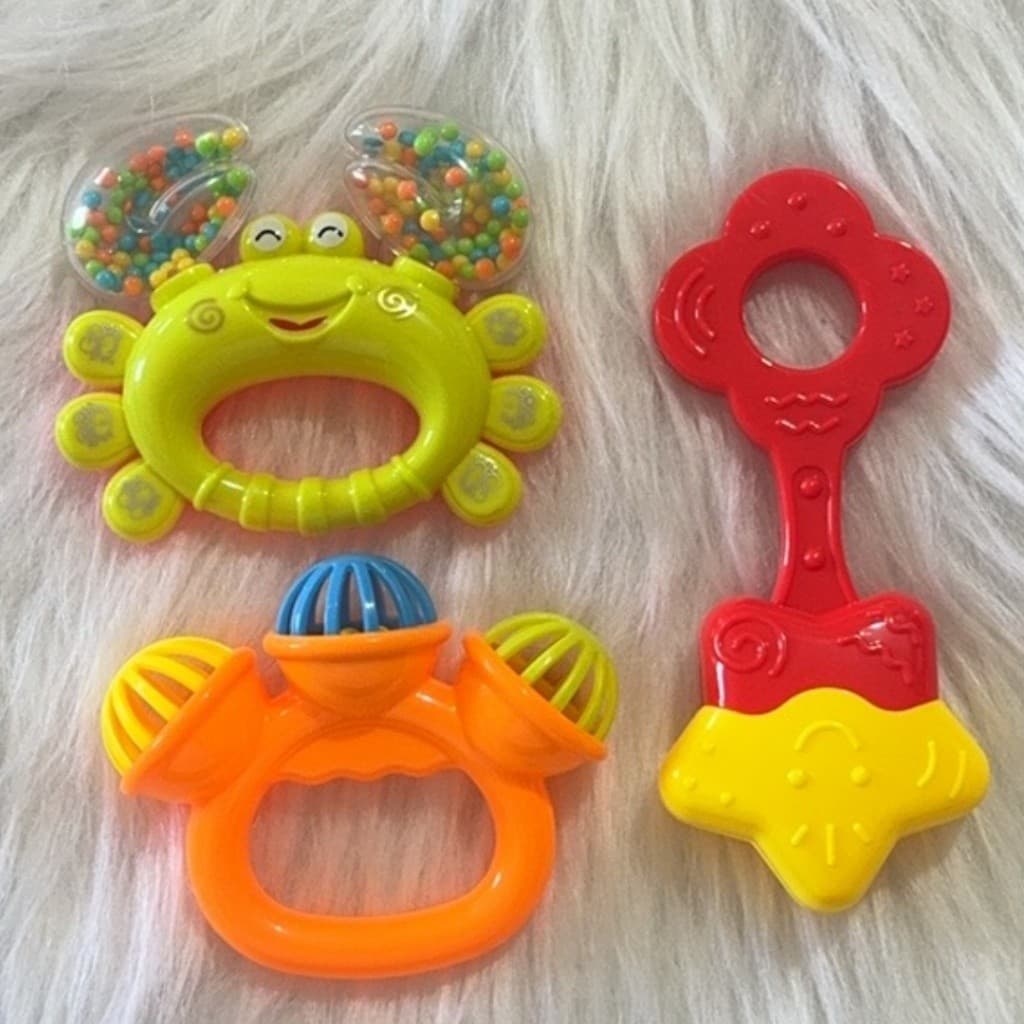 kit3 chocalho para bebê  Brinquedo Sensorial Musical Infantil Caranguejo