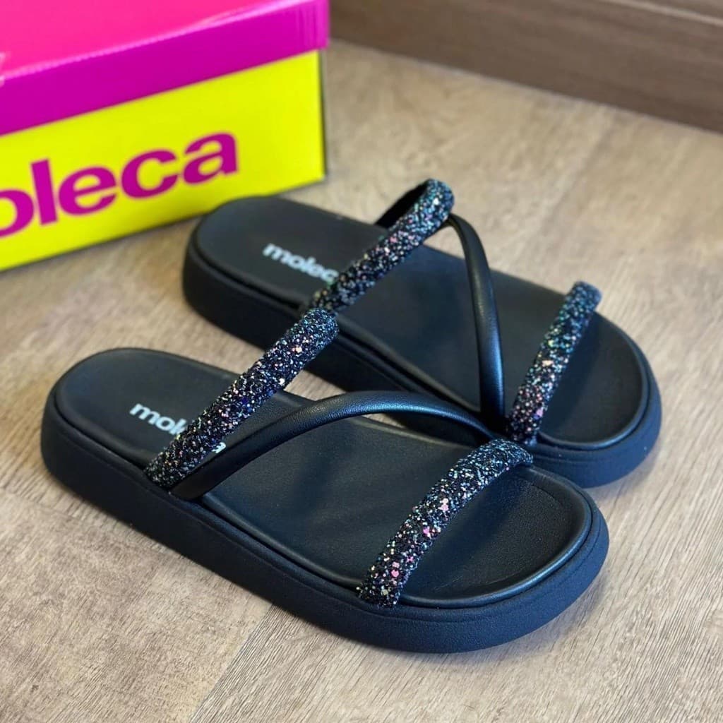 Chinela Sandália Papete Birken Brilho Blogueira Moleca Ideal para Verão
