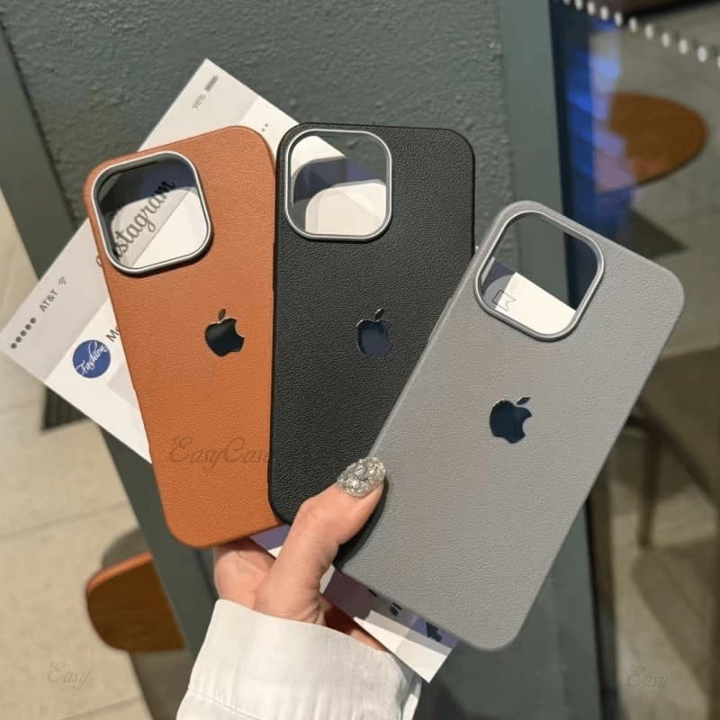 Capa De Telefone Com Padrão De Couro De Cor Sólida Adequada Para IPhone 16 15 14 Pro Max 13 12 11 XS XR XSMAX Macio E Re