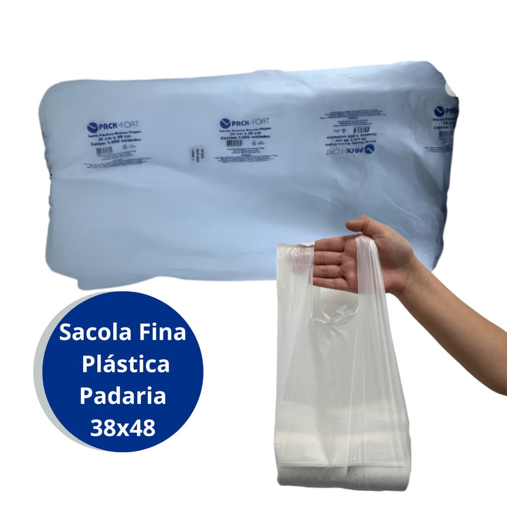 Sacola Fina Padaria Branca 38X48 com 1000 unidades
