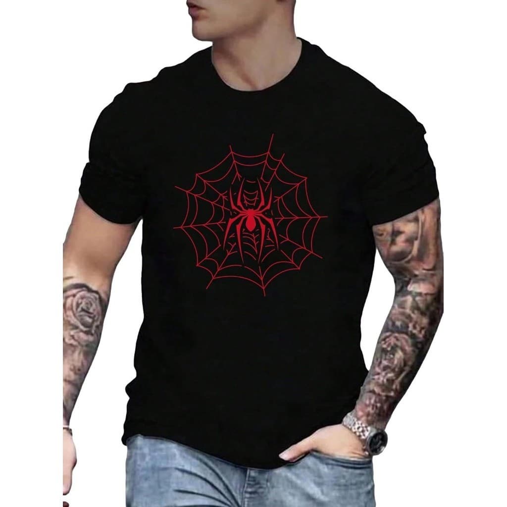 Camiseta masculina com estampa gráfica, spider aranha de manga curta para treino stretwear