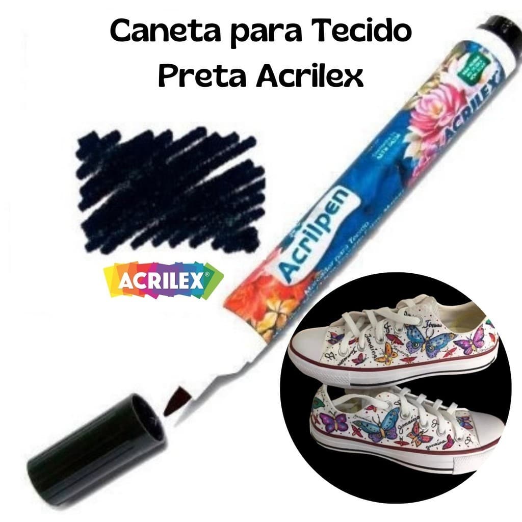 Caneta para Tecido Preta Acrilpen Acrilex Original