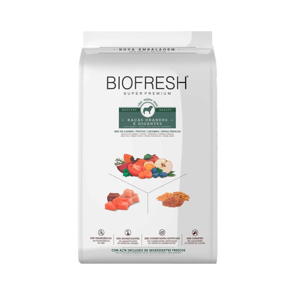 Ração Biofresh Caes Adultos raças Grandes e Gigantes Carne 15kg