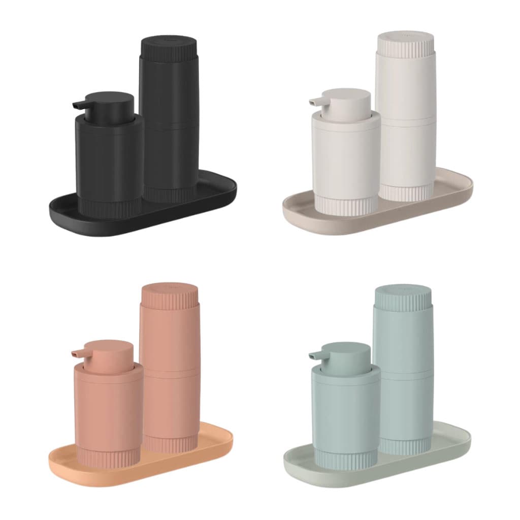 Kit Para Banheiro Dispenser Porta Escova e Bandeja Dorica Ou