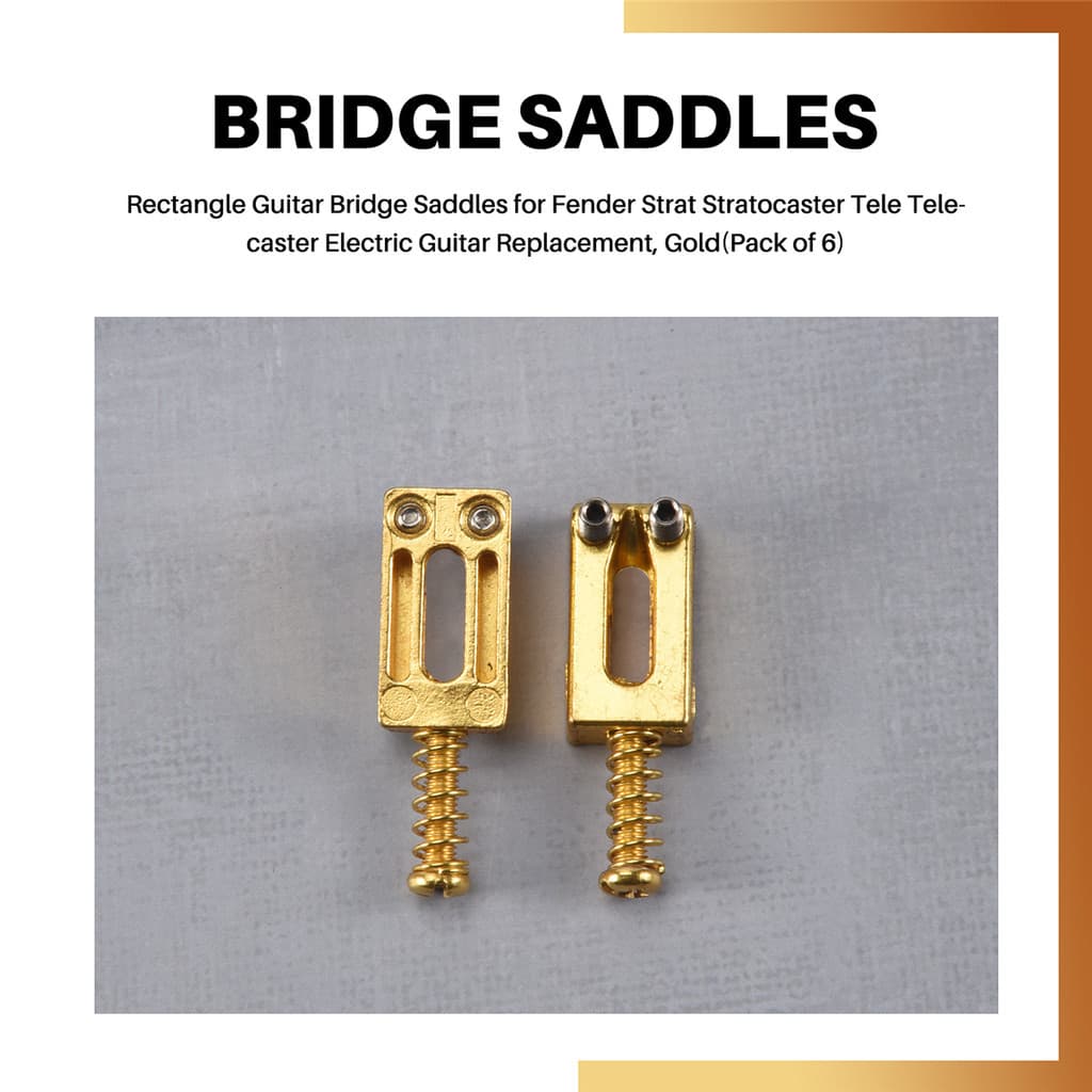 Selas De Ponte De Guitarra Retangulares Para Substituição Elétrica , Douradas (Pacote Com 6)
