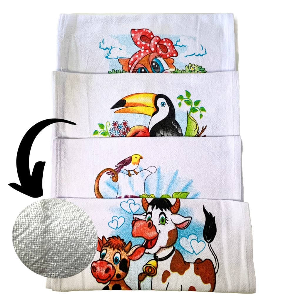 10 Panos de Prato Estampado Grosso 41x66 Reforçado Grande Algodão Pé de Galinha Casa Cozinha