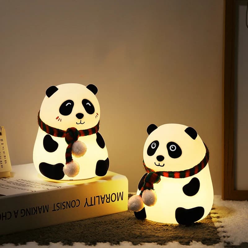 Luminária De Silicone Noturna Recarregável Toque Cores Panda