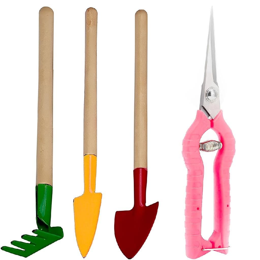 kit Jardinagem Mini Jardim Tesoura Poda Ancinho Pazinha