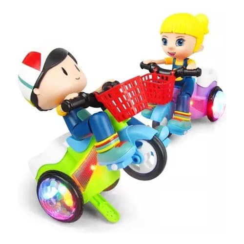 Triciclo Empina Moto Gira 360 Menino E Menina Bate e Volta com Luzes Sons