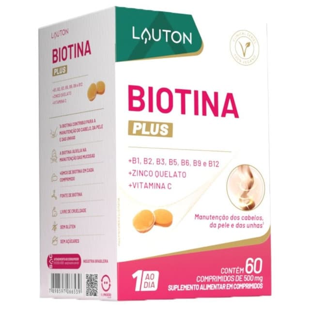 Biotina Lauton para cabelos e unhas com 60 Comprimidos