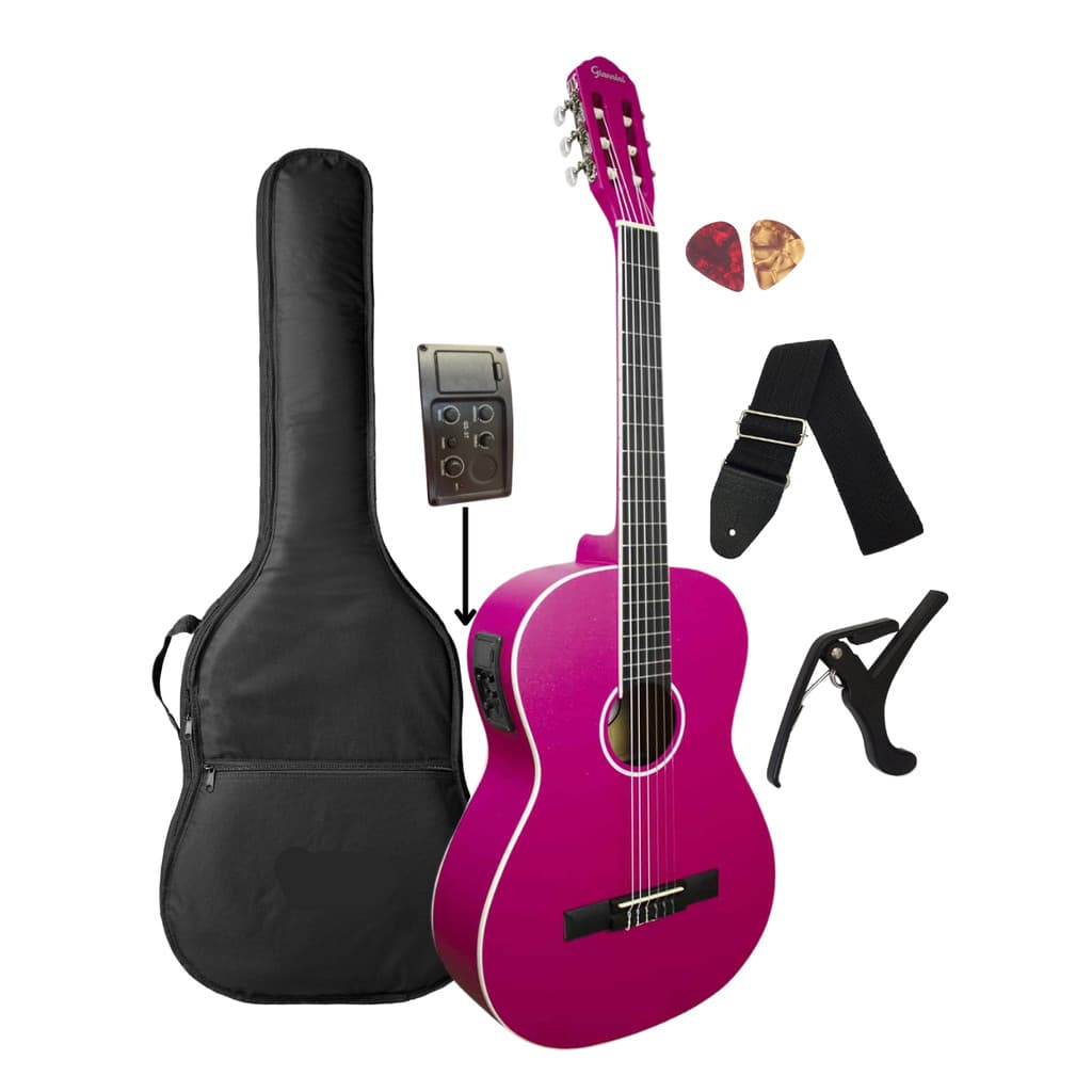 Violão Rosa Giannini Elétrico N-14 EQ PKS Pink Satin + Acessórios