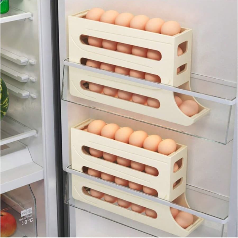 Organizador Porta Ovos Suporte 4 Andares Rolante Para 30 Ovos Dispenser Armazena e organizador de Geladeira