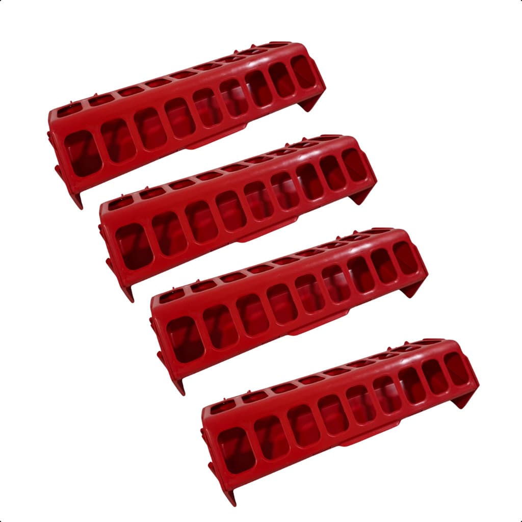 Kit 4 Comedouro Calha 30cm Para Aves Frango Cordona Galinhas