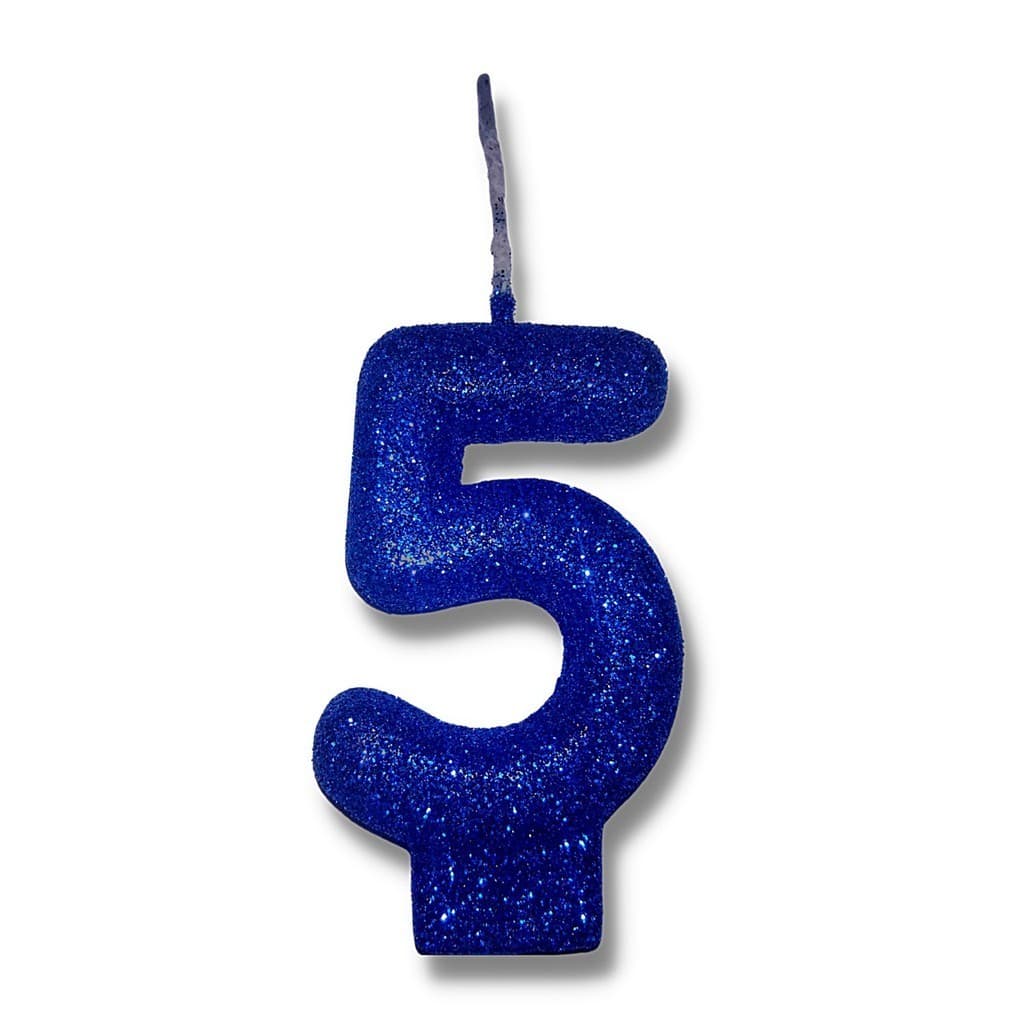 Velas Max De Aniversário Azul Royal - Números + Glitter -  1 Uni