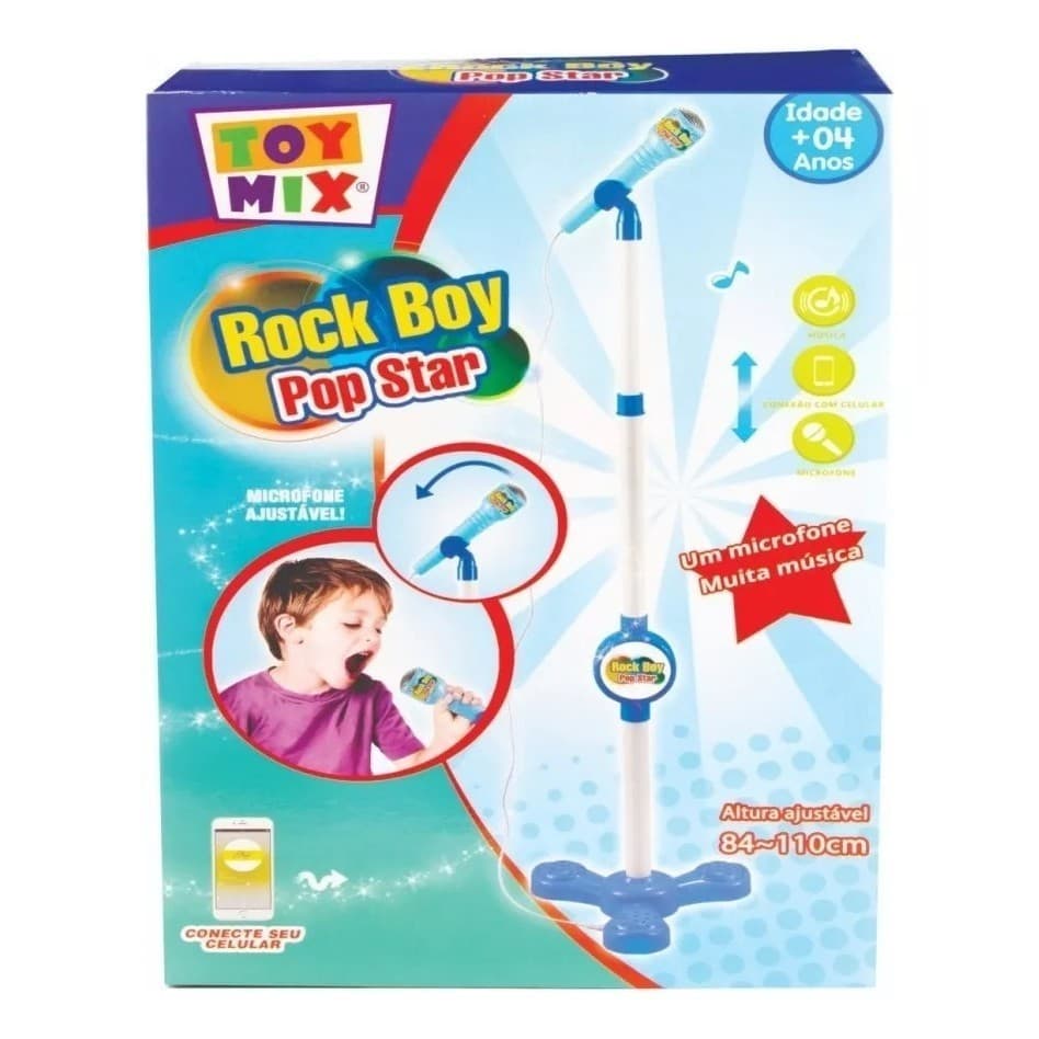 Microfone Pedestal Rock Boy Pop Star Azul NO 005-1Q