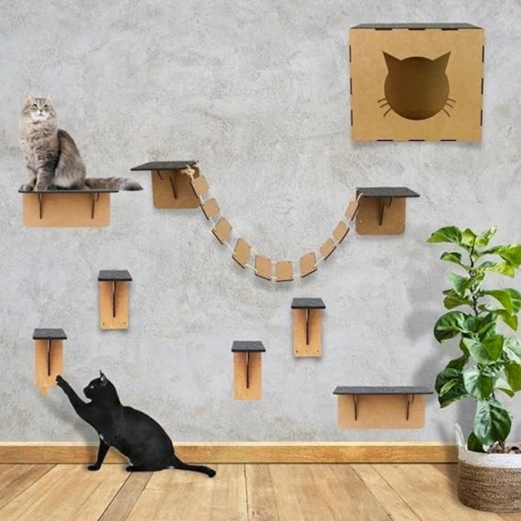 Playground Para Gato Arranhador Nicho Ponte Prateleira Parede Mdf Envio Rapido