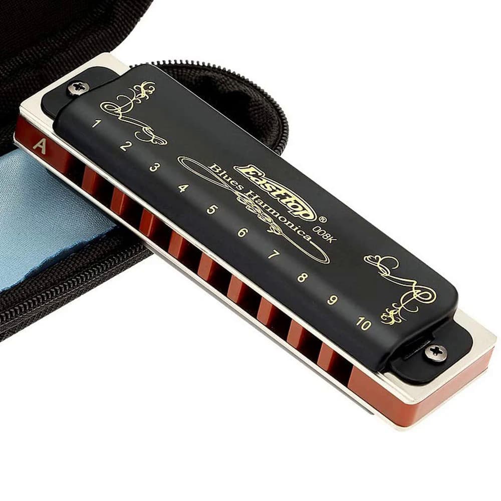 Easttop gaita diatônica 10 buracos azuis harpa boca chave c um profissional instrumentos musicais
