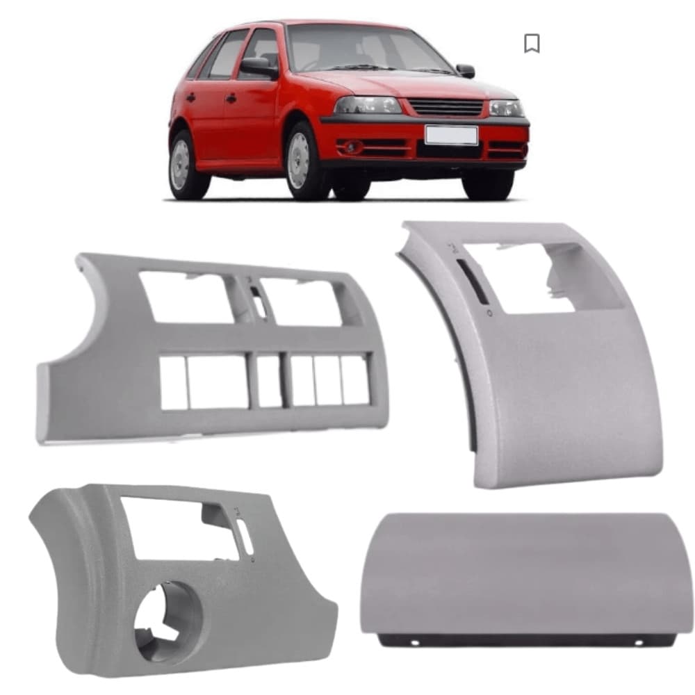 Kit Moldura Painel Gol G3 2000/2005 Cinza Antracit (4 Peças)