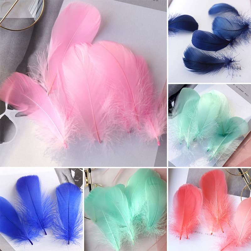 100 Pçs Pena De Ganso Natural Colorido Plumas Penas Para Coletores De Sonhos Roupas De Festa De Casamento Decoração De C